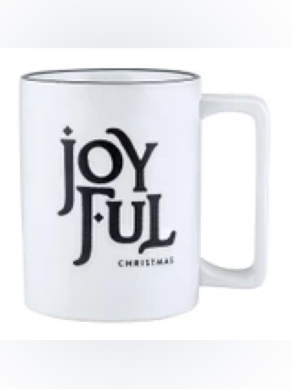 White 'Joyful' Ceramic Coffee Mug - Holiday Design